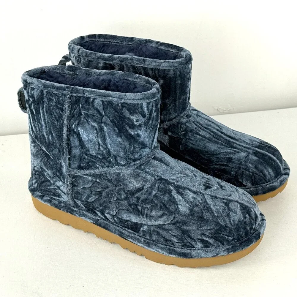 Youth US Size 6 - UGG Classic Mini II Velvet Fashion Winter Boots - Ocean Blue